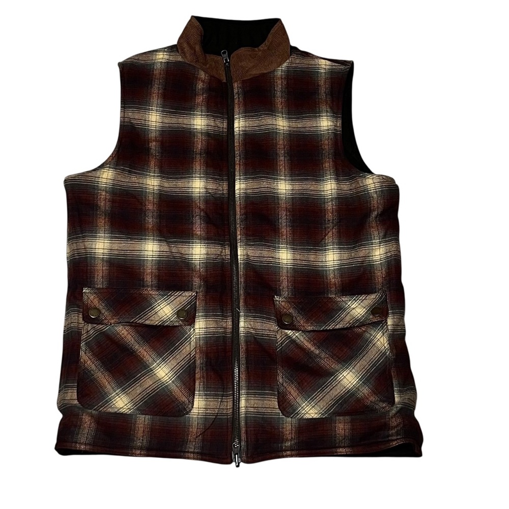 Orton Brothers Plaid Reversible Cotton Quilted Vest Medium